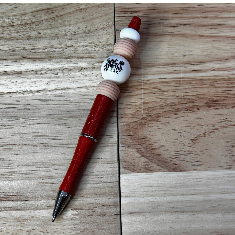 Best Teacher Ever‎ Beaded Pen Glitter Silicone Bead Teacher Appreciation Gift